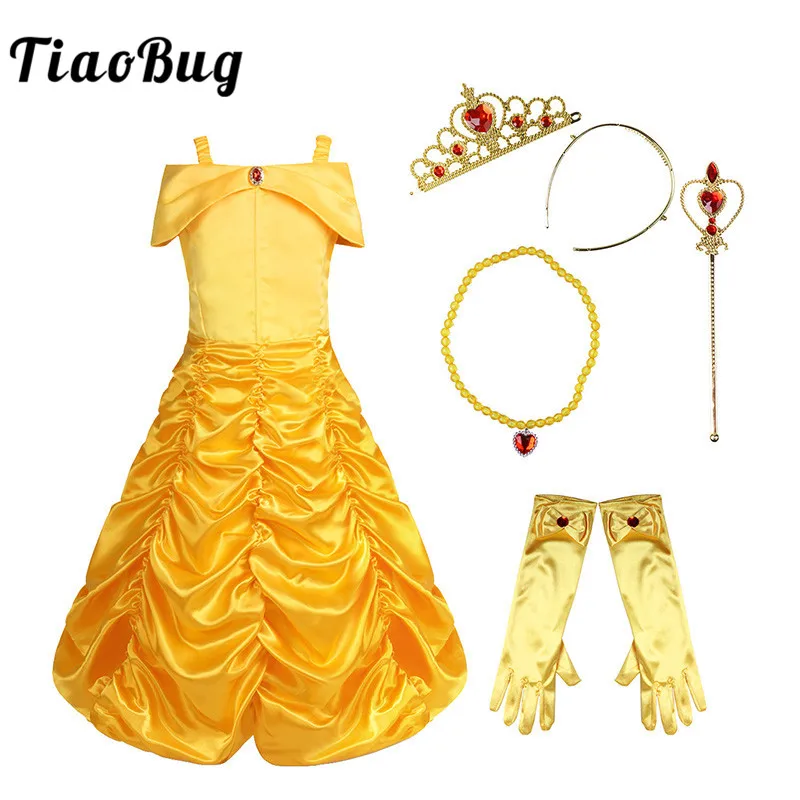 TiaoBug Kids Girls Off Shoulder Ruched Fairy Tale Princess Halloween Costume Cosplay Party Fancy Dress Glove Tiara Wand Dress Up
TiaoBug Kids Girls Off Shoulder Ruched Fairy Tale Princess Halloween Costume Cosplay Party Fancy Dress Glove Tiara Wand Dress Up