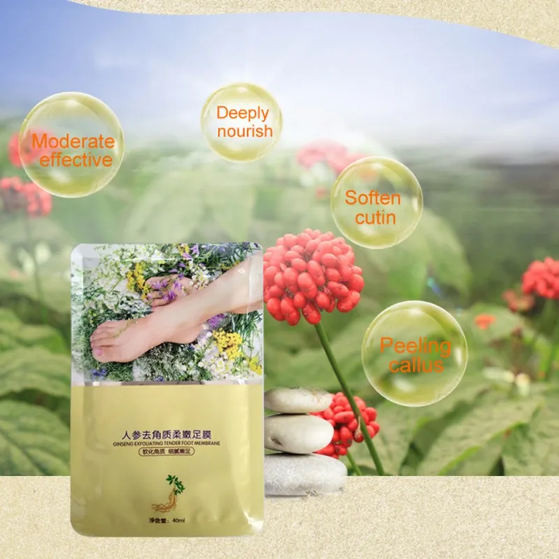 Ginseng Extract Remove Foot Dead Skin Mask Foot Care Peeling Exfoliating Skin Socks Whitening Beauty Feet Care Cream
Ginseng Extract Remove Foot Dead Skin Mask Foot Care Peeling Exfoliating Skin Socks Whitening Beauty Feet Care Cream