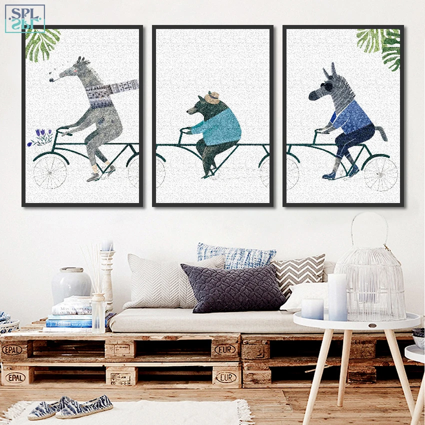 SPLSPL Cute Cartoon Decoration Wall Picture Abstract Animal Riding Bicycle Canvas Art Print Poster Painting for Kids Room
SPLSPL Cute Cartoon Decoration Wall Picture Abstract Animal Riding Bicycle Canvas Art Print Poster Painting for Kids Room