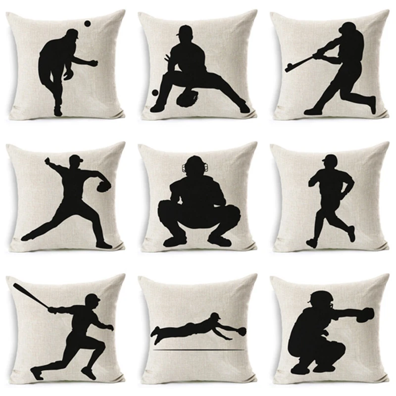 New Cushion Cover Black and white Pillow case Baseball Player Silhouette Decorative For Sofa Bedroom Home Throw Pillow Cover
New Cushion Cover Black and white Pillow case Baseball Player Silhouette Decorative For Sofa Bedroom Home Throw Pillow Cover