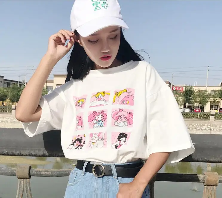 Летняя женская футболка, модная, большой размер, повседневная, Harajuku, с мультяшными буквами, ulzzang, Сейлор Мун, с коротким рукавом, забавные, пол...
Летняя женская футболка, модная, большой размер, повседневная, Harajuku, с мультяшными буквами, ulzzang, Сейлор Мун, с коротким рукавом, забавные, пол...
