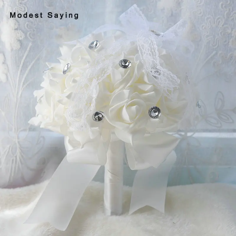 Elegant Ivory Artificial Flowers Crystal Wedding Bouquets 2018 with Rhinestone Women Lace Bridesmaid Bouquet Wedding Accessories
Elegant Ivory Artificial Flowers Crystal Wedding Bouquets 2018 with Rhinestone Women Lace Bridesmaid Bouquet Wedding Accessories