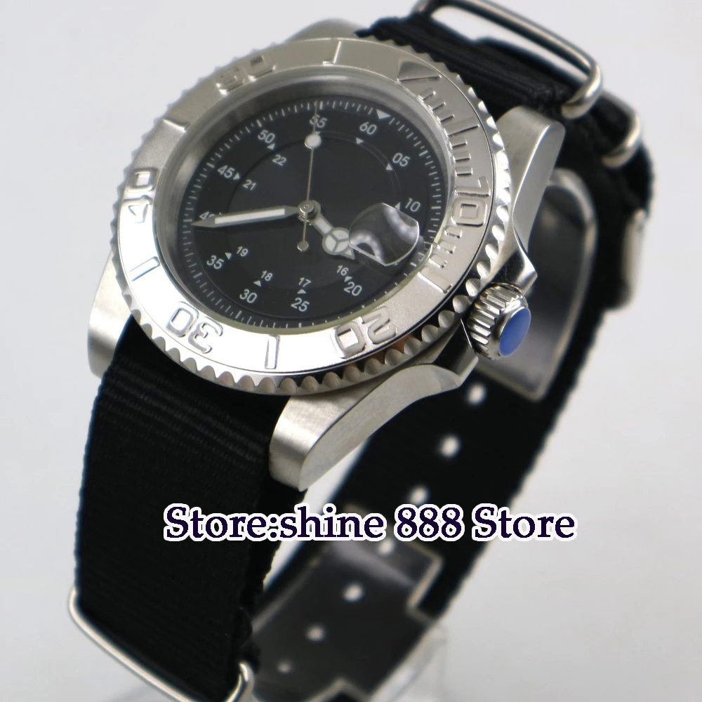 40mm bliger black Sterile dial automatic mens watch Silver bezel date sapphire glass
40mm bliger black Sterile dial automatic mens watch Silver bezel date sapphire glass