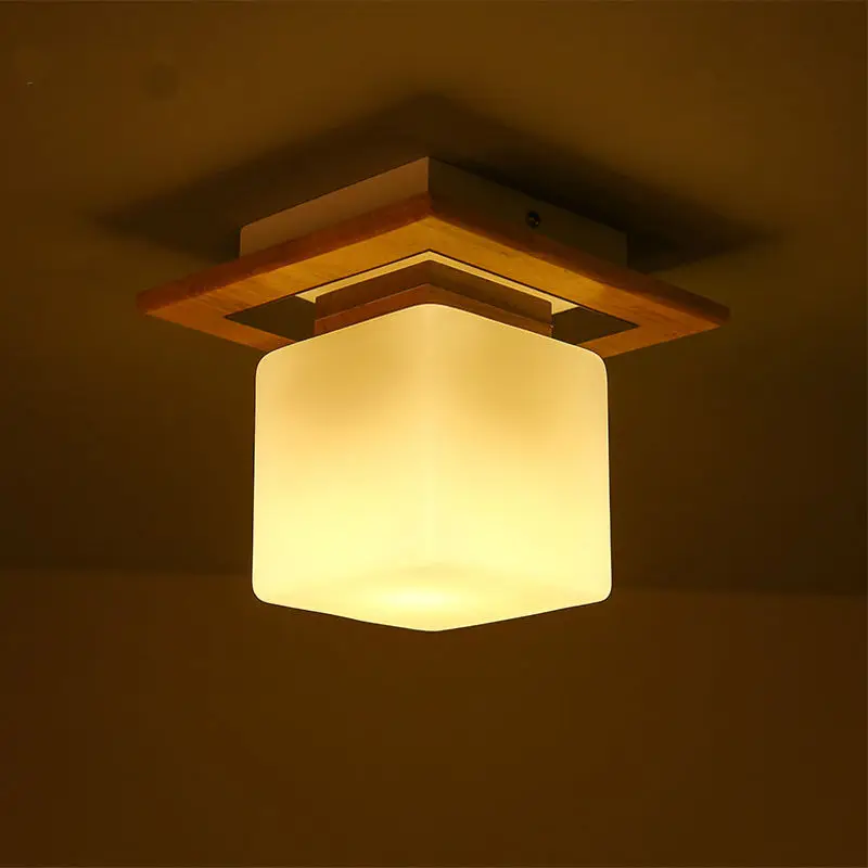 Японский деревянный кубический потолочный светильник современный