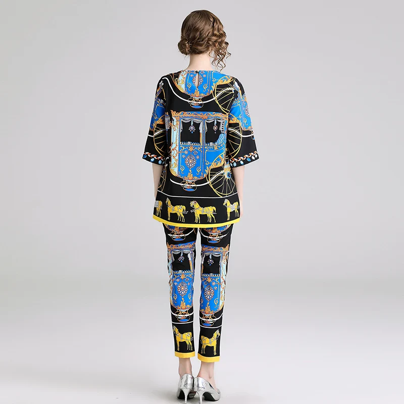 new Europe and the United States women's round collar of 7 minutes of sleeve T-shirt printed nine points feet pants set to
new Europe and the United States women's round collar of 7 minutes of sleeve T-shirt printed nine points feet pants set to