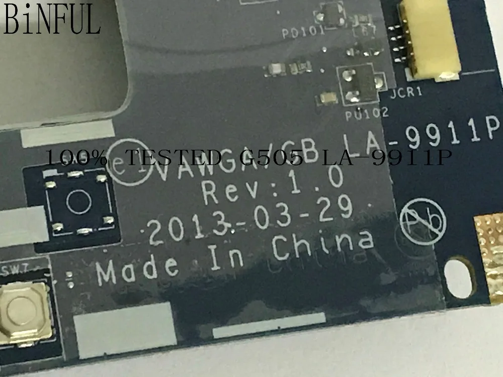 BiNFUL 100% новая материнская плата VAWGA/ GB LA 9911P для ноутбука LENOVO G505 процессор E1 +