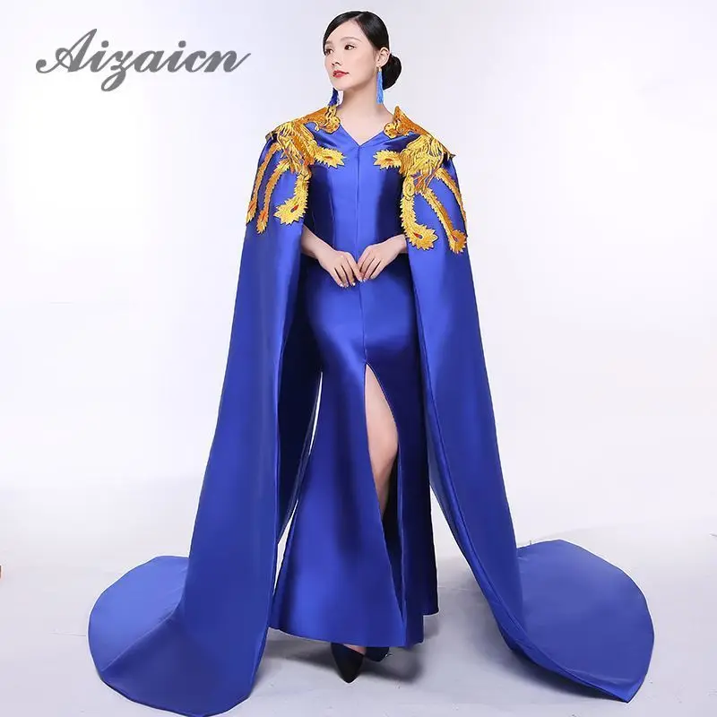 Royal Blue Embroidery Luxury Evening Dress Elegant Oriental Prom Gowns Fashion Women Showes Gold Phoenix Cheongsam Long Trailing
Royal Blue Embroidery Luxury Evening Dress Elegant Oriental Prom Gowns Fashion Women Showes Gold Phoenix Cheongsam Long Trailing