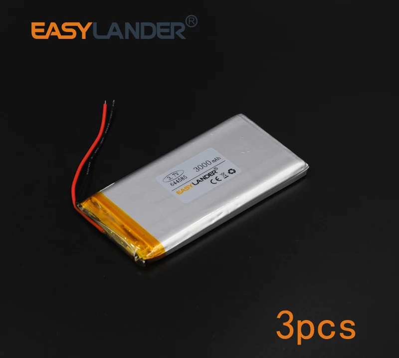 3pcs/Lot 3000mAh 644585 Rechargeable li Polymer Li-ion Battery For Bluetooth Notebook Tablet PC Consumer electronics safety lamp
3pcs/Lot 3000mAh 644585 Rechargeable li Polymer Li-ion Battery For Bluetooth Notebook Tablet PC Consumer electronics safety lamp