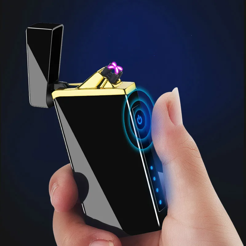 Novelty Touch Dual Arc Plasma Lighter Electronic USB Charging Cigarette Cigar Lighters Metal Rechargeable Tobacco Pipe | Дом и сад