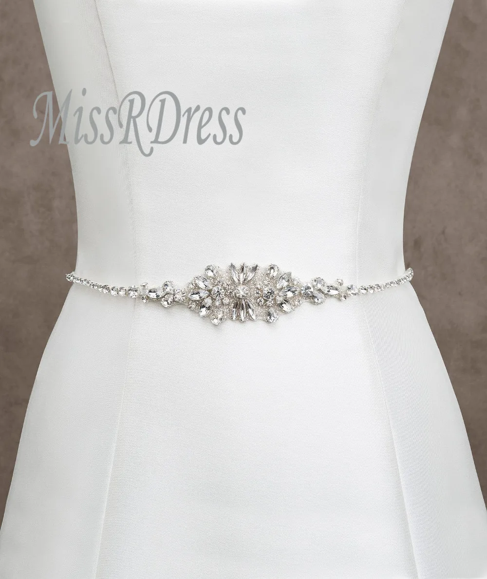 MissRDress тонкий длинный ремень для свадьбы 18 дюймов свадебный цветок с кристаллами