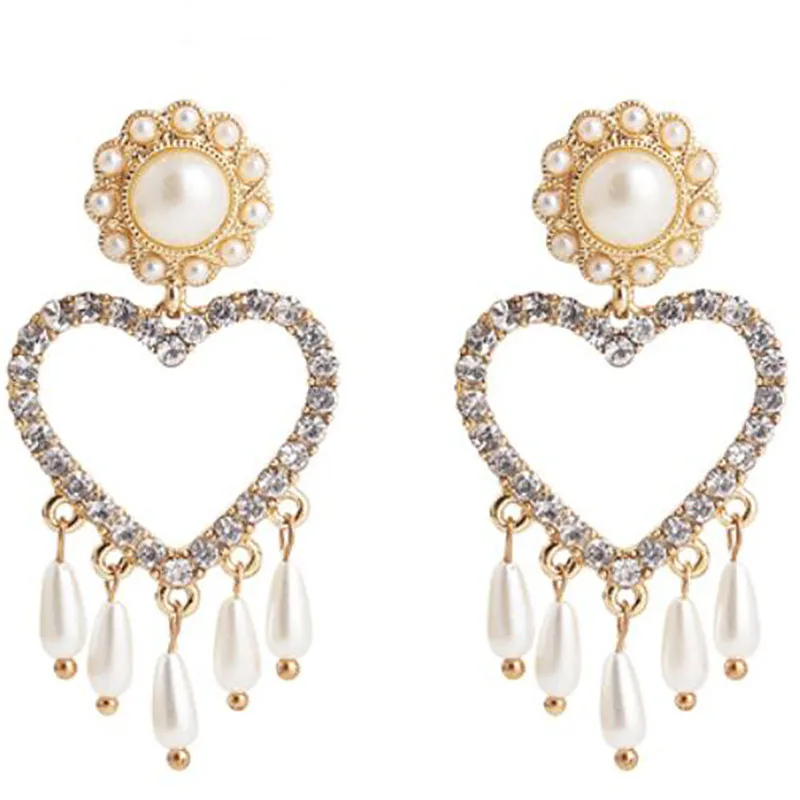 Fashion Simulated Pearl Drop Earrings For Women Jewelry New Design Heart Rhinestone Dangle Long Earrings Gift
Fashion Simulated Pearl Drop Earrings For Women Jewelry New Design Heart Rhinestone Dangle Long Earrings Gift
