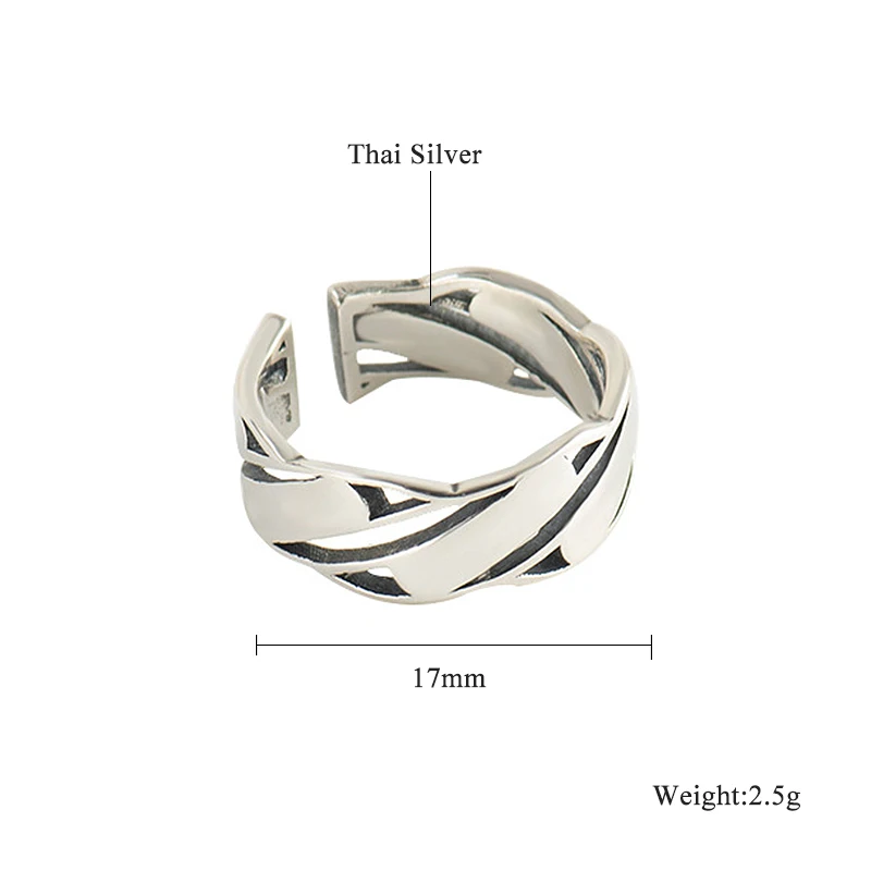 Hollow 100% 925 Sterling Silver Thai Silver Rings For Women Birthday Gift Punk Jewelry Minimalist Adjustable Creative Simple Rin 
Hollow 100% 925 Sterling Silver Thai Silver Rings For Women Birthday Gift Punk Jewelry Minimalist Adjustable Creative Simple Rin