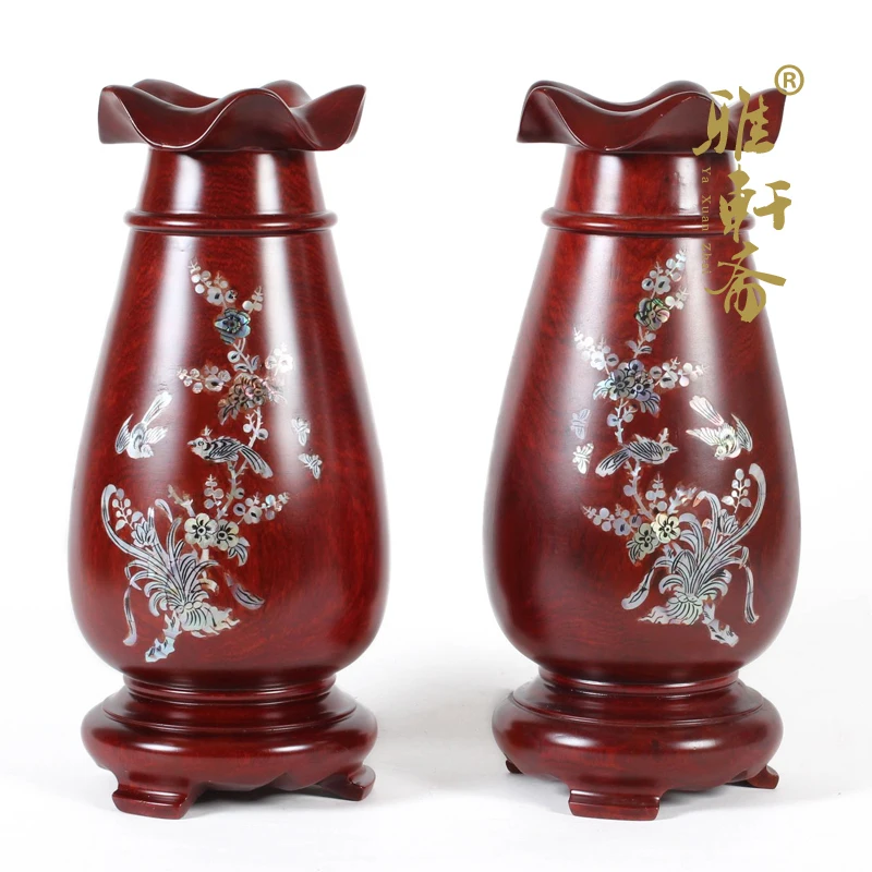 Rosewood crafts wood carved rosewood inlay flower vase medium Bei feng shui ornaments wood Home Furnishing
Rosewood crafts wood carved rosewood inlay flower vase medium Bei feng shui ornaments wood Home Furnishing