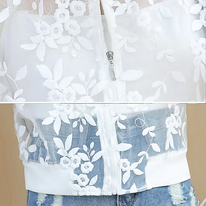 Summer Organza Thin Short Jacket Women Embroidery Lace Women Basic Coats Black White Cardigan Bomber Jacket Chaqueta Mujer C5484
Summer Organza Thin Short Jacket Women Embroidery Lace Women Basic Coats Black White Cardigan Bomber Jacket Chaqueta Mujer C5484