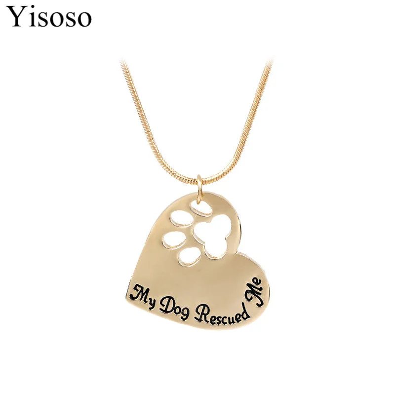 Yisoso буквы "Моя собака спасла меня" выдолбленная лапа коготь в форме сердца