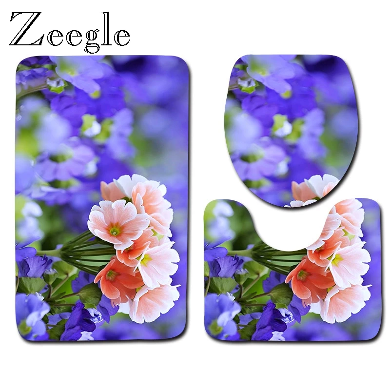 Zeegle Floral Pattern Toilet Mat 3pcs Set Non Slip Shower Floor Mat Washing Machine Microfiber Door Mat Kitchen Rug with Flowers
Zeegle Floral Pattern Toilet Mat 3pcs Set Non Slip Shower Floor Mat Washing Machine Microfiber Door Mat Kitchen Rug with Flowers