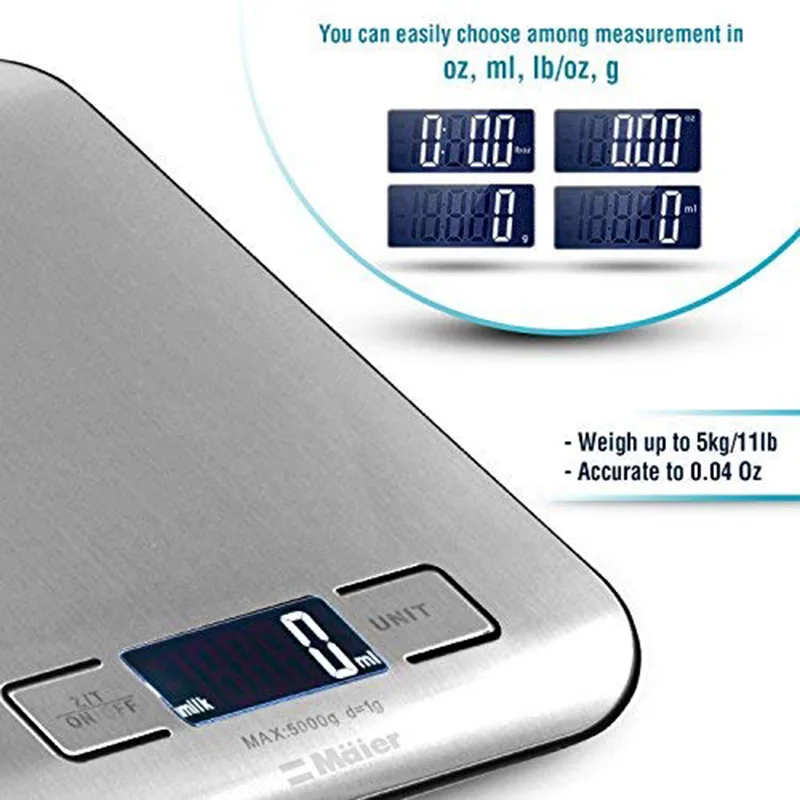 Kitchen Electronic Scale Portable Stainless Steel LCD Display Bake Scale 5kg/10kg can CSV
Kitchen Electronic Scale Portable Stainless Steel LCD Display Bake Scale 5kg/10kg can CSV