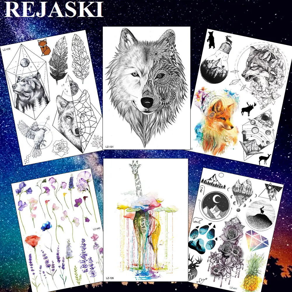 REJASKI Graffiti Totem Wolf Henna Temporary Tattoos For Women Men Sticker Giraffe Waterproof Tatoos Rainbow Art Custom Tattoo
REJASKI Graffiti Totem Wolf Henna Temporary Tattoos For Women Men Sticker Giraffe Waterproof Tatoos Rainbow Art Custom Tattoo