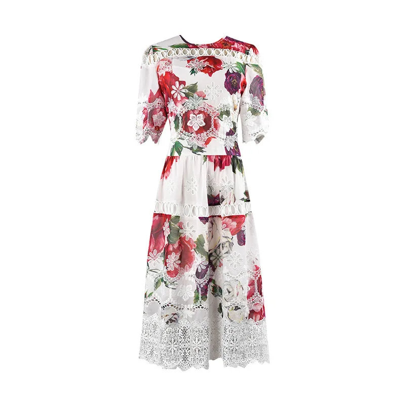 New dress 2019 female printing short sleeve chiffon dress lace crochet hollow out rose fairy show thin
New dress 2019 female printing short sleeve chiffon dress lace crochet hollow out rose fairy show thin