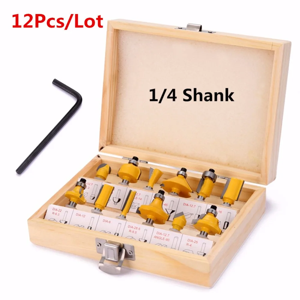 12Pcs Woodworking Milling Cutter Set 1/4 Shank Trimming Machine Cutter Head Electric Wood Milling Engraving Trimming Knife HT23
12Pcs Woodworking Milling Cutter Set 1/4 Shank Trimming Machine Cutter Head Electric Wood Milling Engraving Trimming Knife HT23