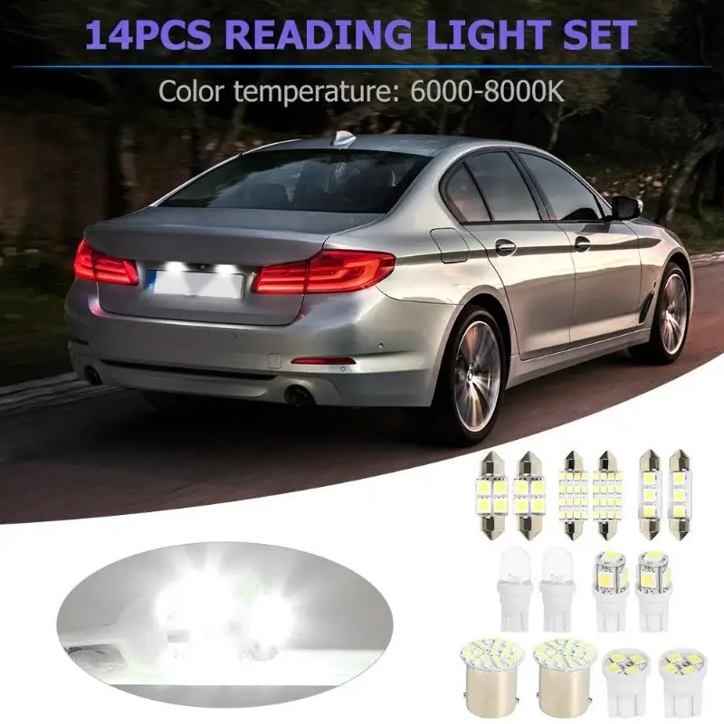 14Pcs 6000-8000K LED Interior Package Kit For T10 36mm Map Dome License Plate Lights Auto Car Signal Light Reading Light
14Pcs 6000-8000K LED Interior Package Kit For T10 36mm Map Dome License Plate Lights Auto Car Signal Light Reading Light
