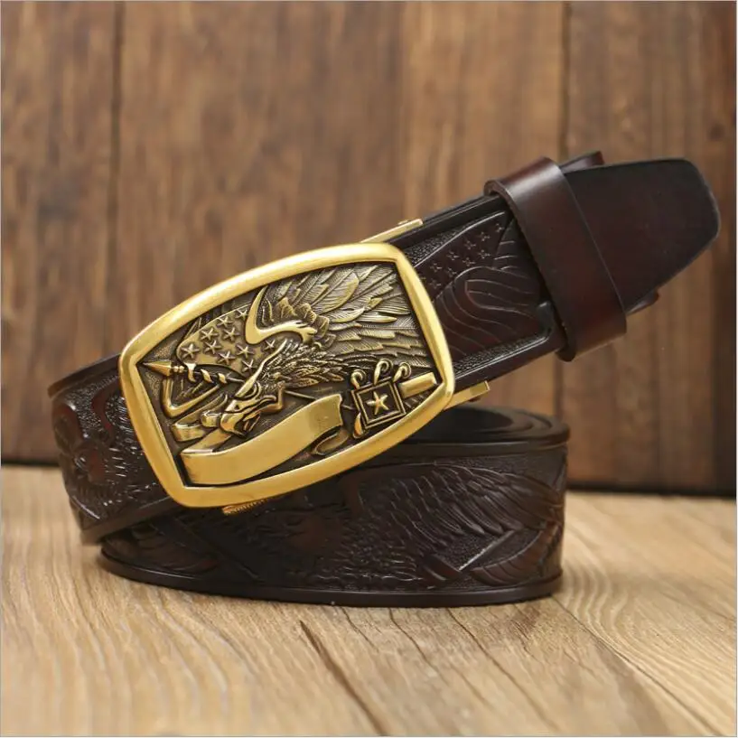 Men Automatic Buckle Top Layer Cowskin Belts Punk Style Hawk Eagle Belts Luxury Waistband Strap Quality Assuarance ZLB373
Men Automatic Buckle Top Layer Cowskin Belts Punk Style Hawk Eagle Belts Luxury Waistband Strap Quality Assuarance ZLB373