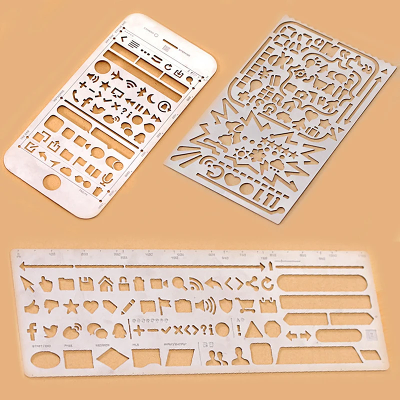 3 шт./лот Новинка DIY металлические полые линейки Милая креативная линейка для