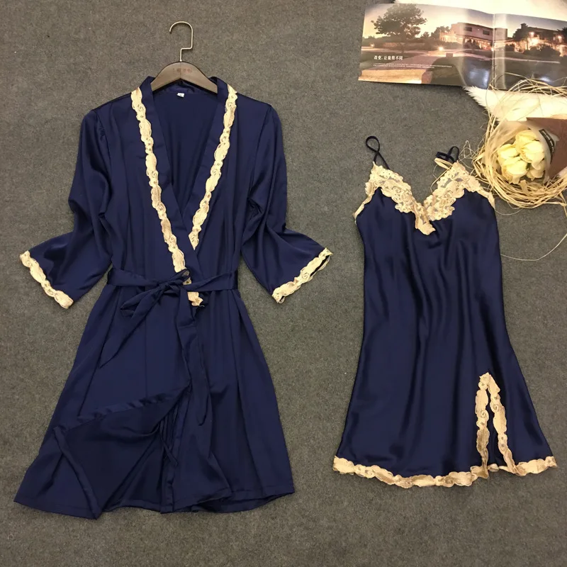 women sleep sets women's robe & gown set New Sexy Women Silk Satin Ladies Pajamas Sleepwear&Robes Nightdress Nightgown 2pcs sets
women sleep sets women's robe & gown set New Sexy Women Silk Satin Ladies Pajamas Sleepwear&Robes Nightdress Nightgown 2pcs sets