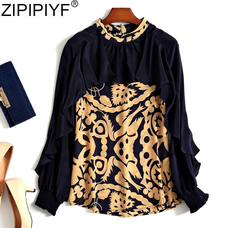 2019 Europe New Arrival Top Slik Vintage Style Print Long Sleeve Blouse Women/Ladies Stand Collar Long Sleeve Blouse Shirt Q216
2019 Europe New Arrival Top Slik Vintage Style Print Long Sleeve Blouse Women/Ladies Stand Collar Long Sleeve Blouse Shirt Q216
