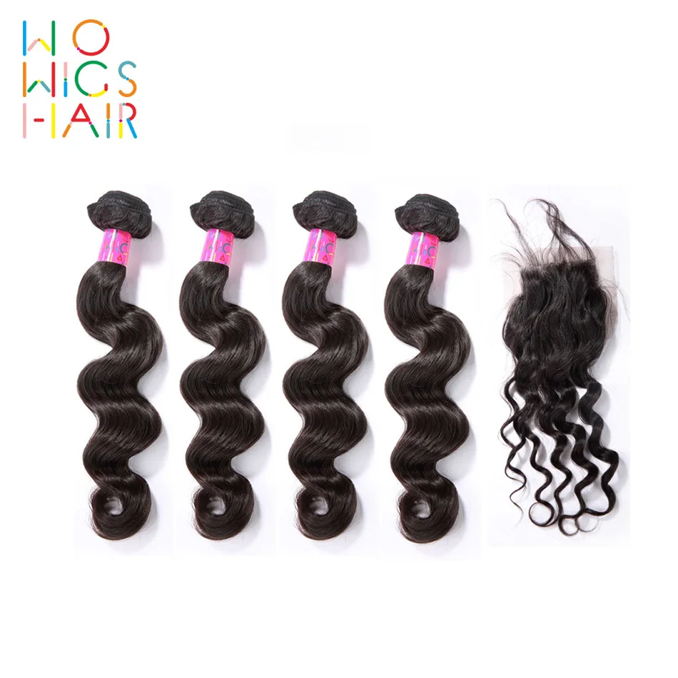 WoWigs Hair Brazilian Hair Remy Hair Loose Wave 4 / 3 Bundles Deal With Top Lace Closure Natural Color 1B
WoWigs Hair Brazilian Hair Remy Hair Loose Wave 4 / 3 Bundles Deal With Top Lace Closure Natural Color 1B