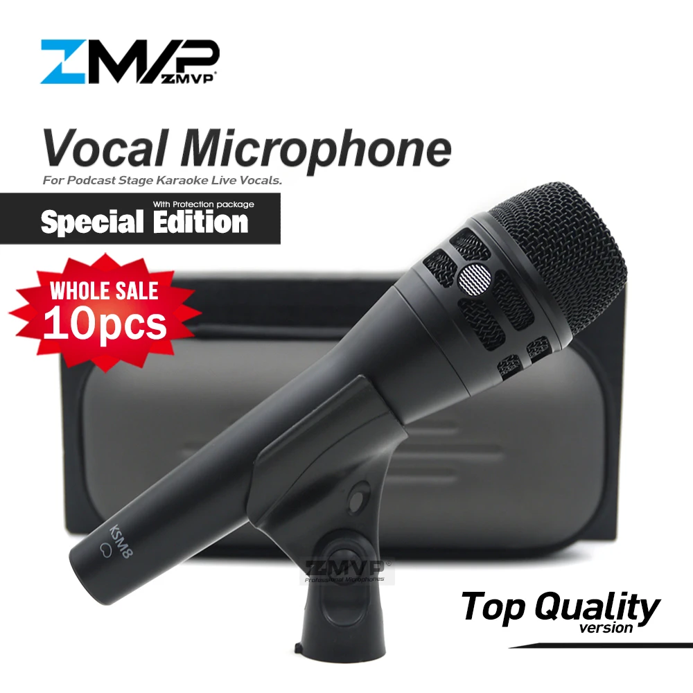10pcs Top Quality Special Edition KSM Professional Live Vocal KSM8HS Dynamic Wired Microphone Karaoke Supercardioid Podcast Mic
10pcs Top Quality Special Edition KSM Professional Live Vocal KSM8HS Dynamic Wired Microphone Karaoke Supercardioid Podcast Mic