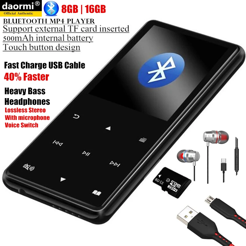 Беспроводной Bluetooth 2 4 HiFi HD MP3 MP4 плеер 1 дюйма стереонаушники с микрофоном и без