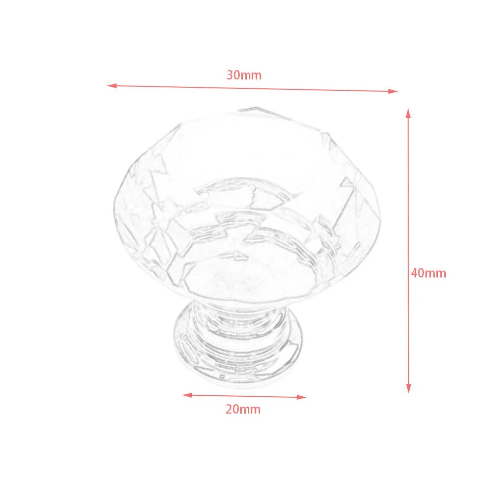 30 мм Кристальное стекло с алмазным покрытием дверные ручки ящика шкафа + винтовой