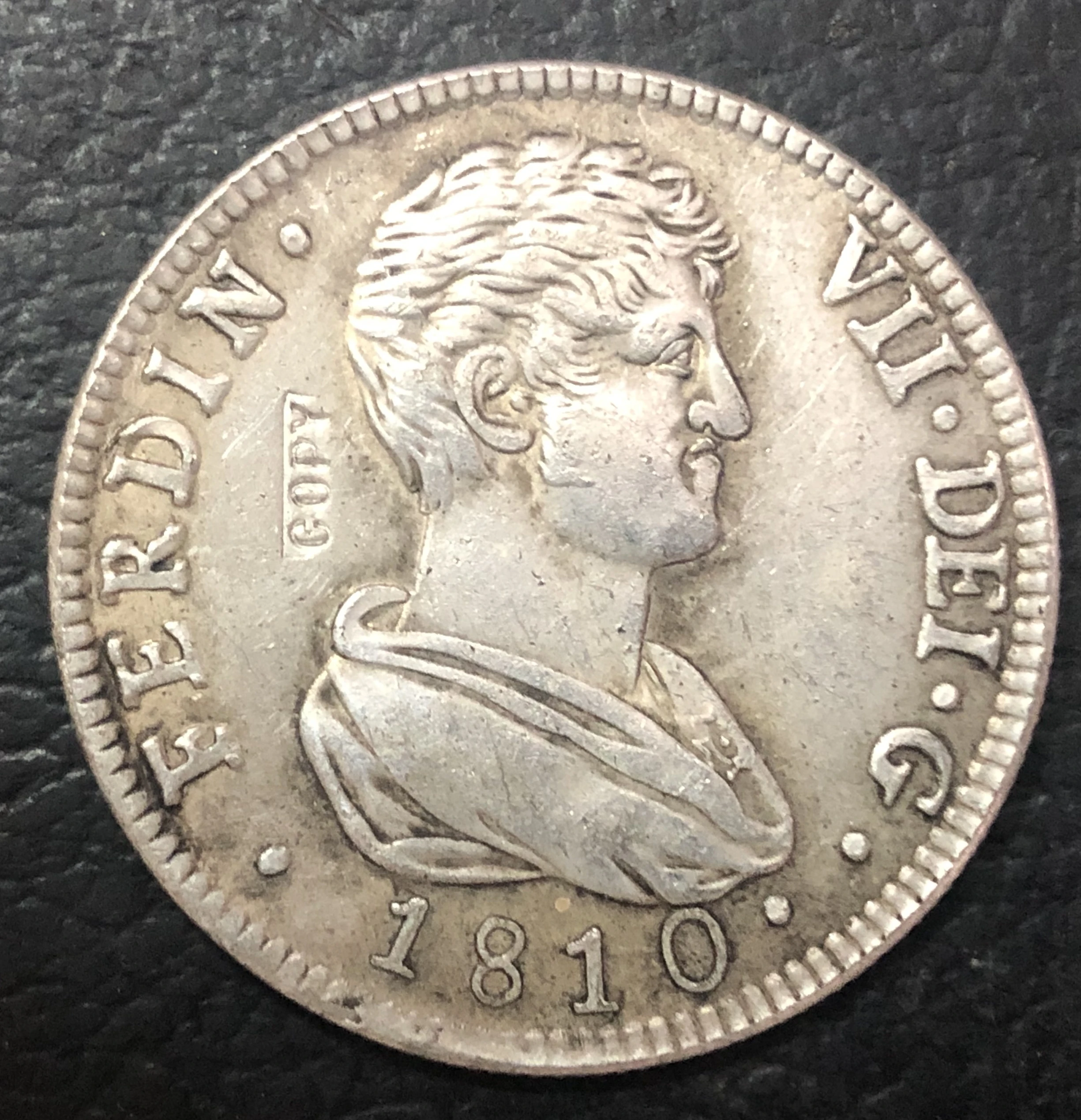 Фото 1810 (SG) Испания 4 Reales Fernando VII 1 я портретная копия Посеребренная - купить