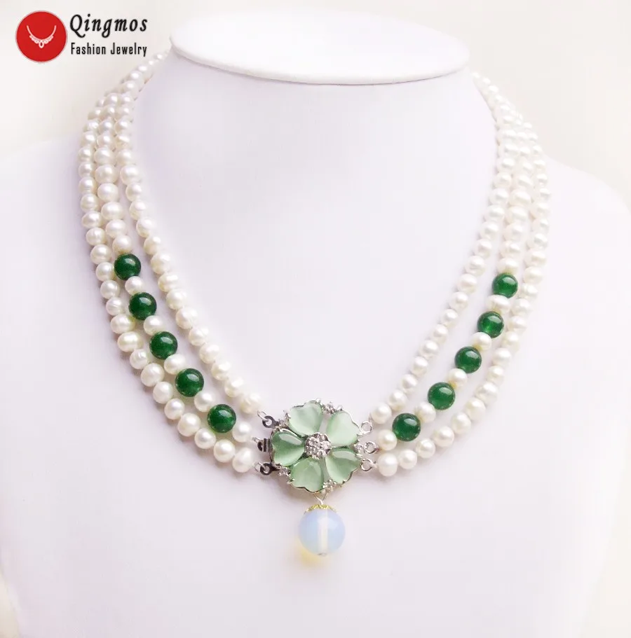 6-7mm White Round Natural FW pearl and Green Beads 3 strands 18-19" necklace & Opal prndant-ne6104 wholesale/retail
6-7mm White Round Natural FW pearl and Green Beads 3 strands 18-19" necklace & Opal prndant-ne6104 wholesale/retail