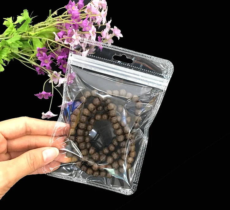 200Pcs/ Lot Clear Plastic Zip Lock Resealable Packing Pouches For Jewelry Storage Zipper Poly Package Bag Organizer W/ Hang Hole | Дом и сад