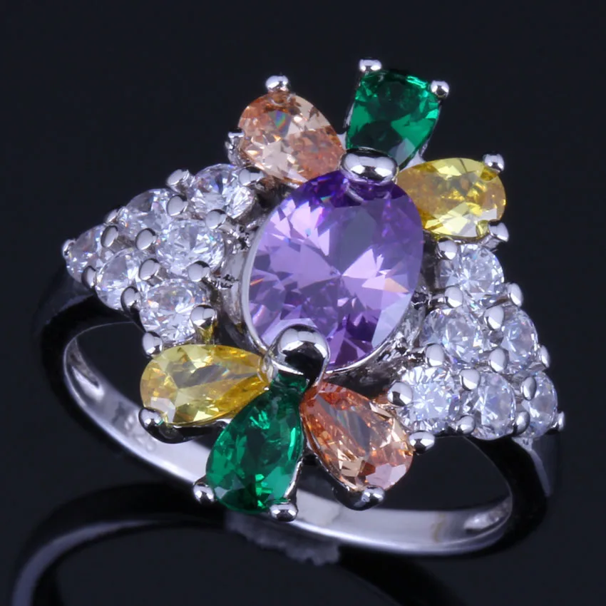 Sublime Plant Multigem Multicolor Yellow Cubic Zirconia White CZ Silver Plated Ring V0636
Sublime Plant Multigem Multicolor Yellow Cubic Zirconia White CZ Silver Plated Ring V0636