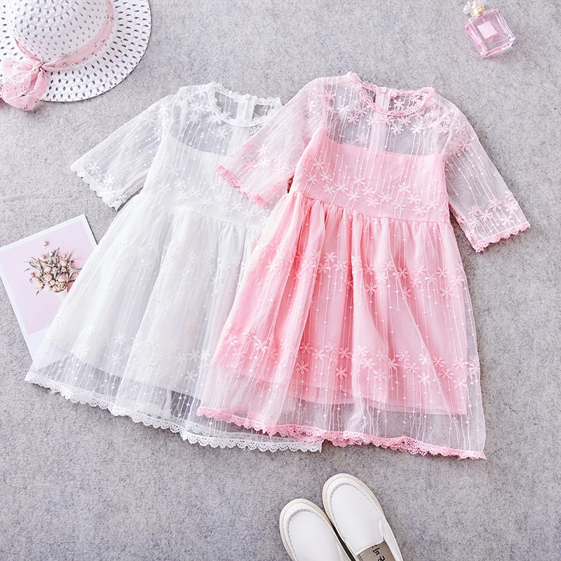 MERI AMMI Baby Girls Birthday Party Ballgown Princess Flower Lace Short Sleeve Dress For 2-9 Toddler Infant Girl | Детская одежда и