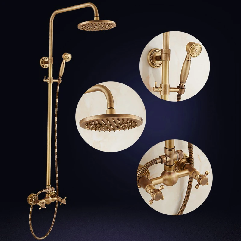 becola Wall Mount Shower Set Dual Handles Rain Shower System Antique Brass Shower Faucet Kit Tap GZ-6008
becola Wall Mount Shower Set Dual Handles Rain Shower System Antique Brass Shower Faucet Kit Tap GZ-6008