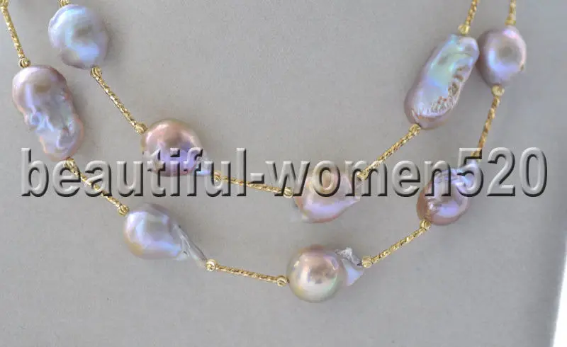 Z9350 30mm Lavender Baroque Keshi Reborn Pearl Necklace 32inch