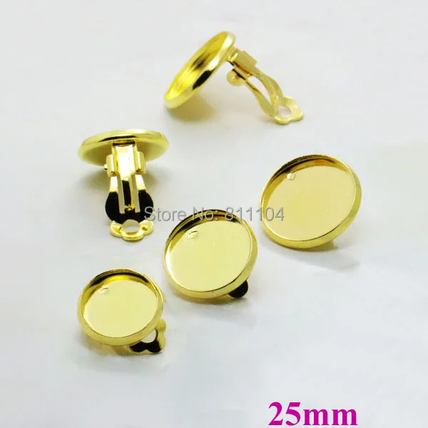 25mm New Gold tone Plated Blank Bases Round Bezel Cabochon Settings Clip Earrings Blank Findings Wholesale
25mm New Gold tone Plated Blank Bases Round Bezel Cabochon Settings Clip Earrings Blank Findings Wholesale