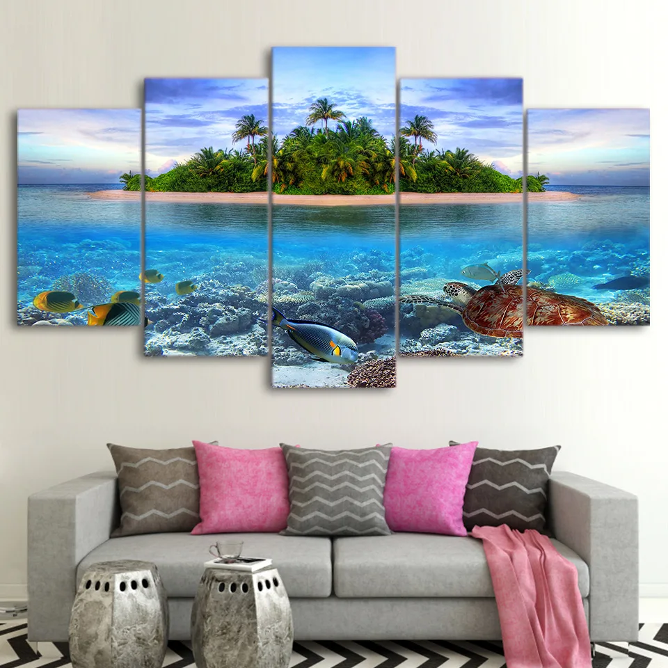 Canvas Paintings Wall Art 5 Pieces Marine Life Tropical Island Pictures HD Prints Sea Turtle Fish Palm Trees Posters Home Decor
Canvas Paintings Wall Art 5 Pieces Marine Life Tropical Island Pictures HD Prints Sea Turtle Fish Palm Trees Posters Home Decor