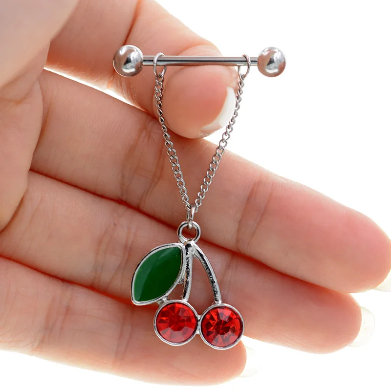 2Pcs Tree Pendant Surgical Steel Nipple Piercing Fashion Body Big Zircon Rings Jewelry for Women Girls | Украшения и аксессуары