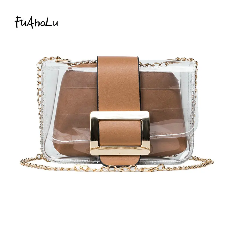 FuAhaLu Fashion chain package Chao summer new transparent child small square package splice shoulder Messenger bag
FuAhaLu Fashion chain package Chao summer new transparent child small square package splice shoulder Messenger bag