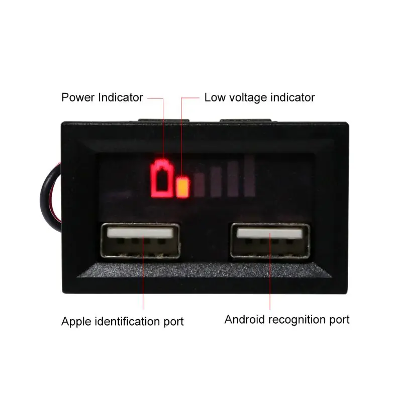 12V Lead Acid Battery Capacity Display Power Meter Gauge for Electric Motor Car with USB charging port
12V Lead Acid Battery Capacity Display Power Meter Gauge for Electric Motor Car with USB charging port