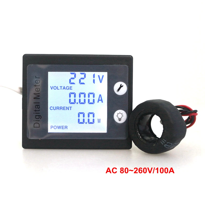 AC 80 260 В 100A/10A цифровой ЖК дисплей переменного напряжения детектор тока с Вольт
