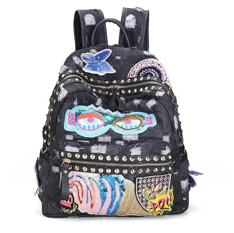 Bling bling sequins embroidery sexy lips fashion personality casual demin backpack eyes shoulder bag
Bling bling sequins embroidery sexy lips fashion personality casual demin backpack eyes shoulder bag