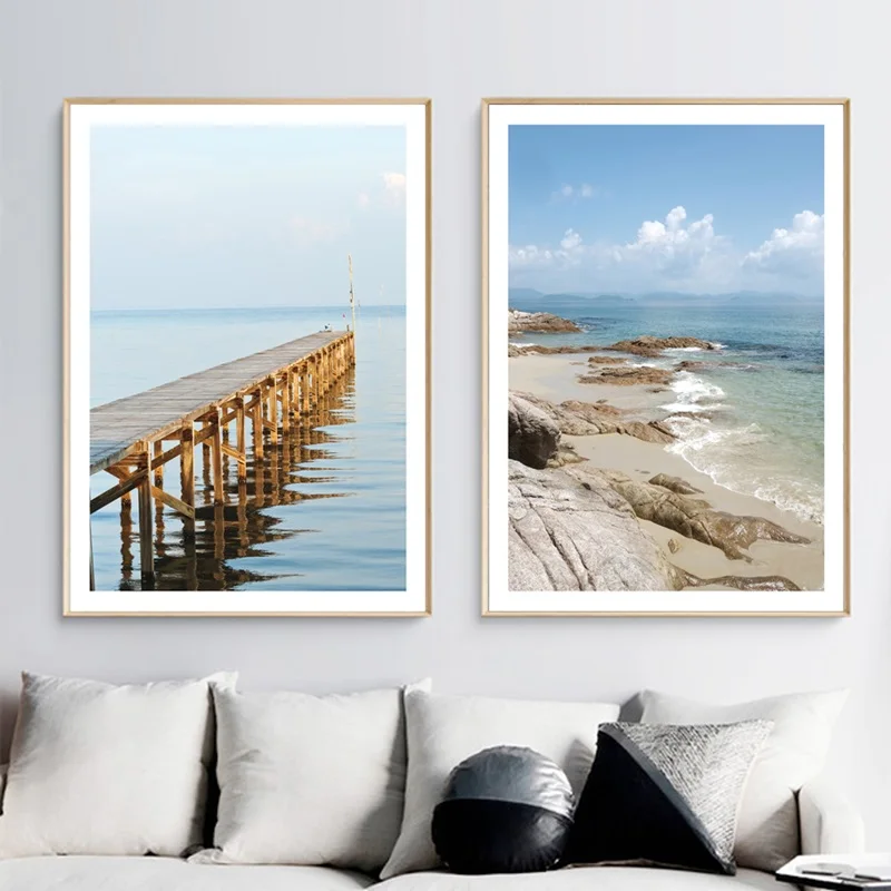 Nordic Decoration Home Wall Art Beach Bridge Blue Sky Seascape Wall Art Canvas Painting Landscape Wall Pictures for Living Room
Nordic Decoration Home Wall Art Beach Bridge Blue Sky Seascape Wall Art Canvas Painting Landscape Wall Pictures for Living Room