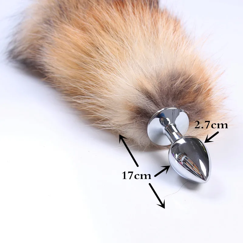 Small Size Long Metal anal toys Fox tail Anal Plug erotic Butt sex for woman and men sexy Buttplug adult |