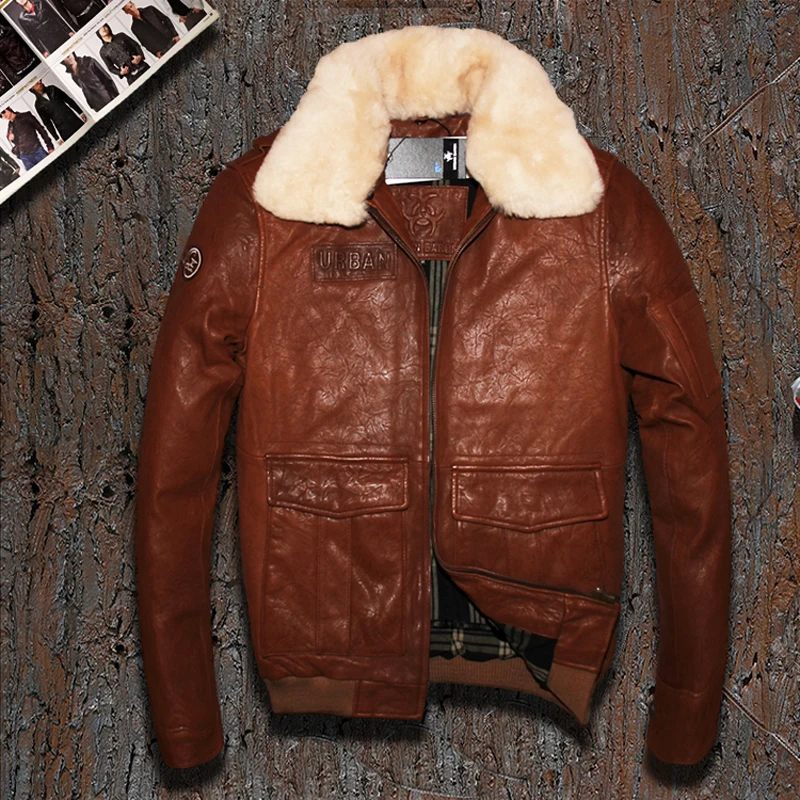 Wool Collar Brown Color Pilot Flight Leather Jacket 100% Genuine Sheepskin Air Force Leather Coats
Wool Collar Brown Color Pilot Flight Leather Jacket 100% Genuine Sheepskin Air Force Leather Coats